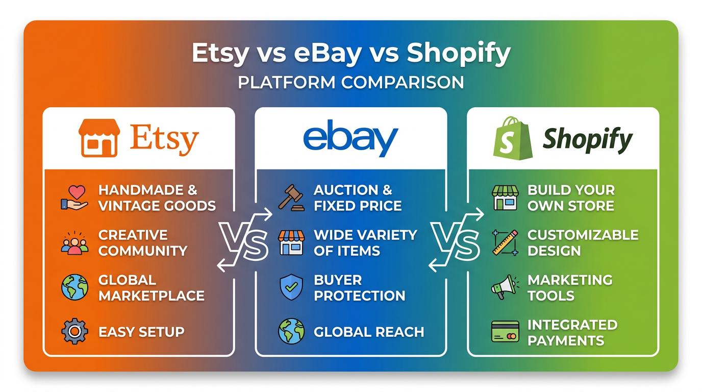 Etsy vs eBay vs Shopify Fees 2026